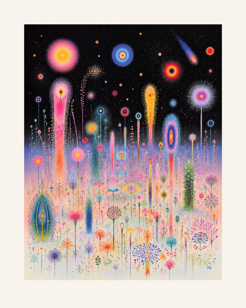 cosmic garden: psychedelic night sky