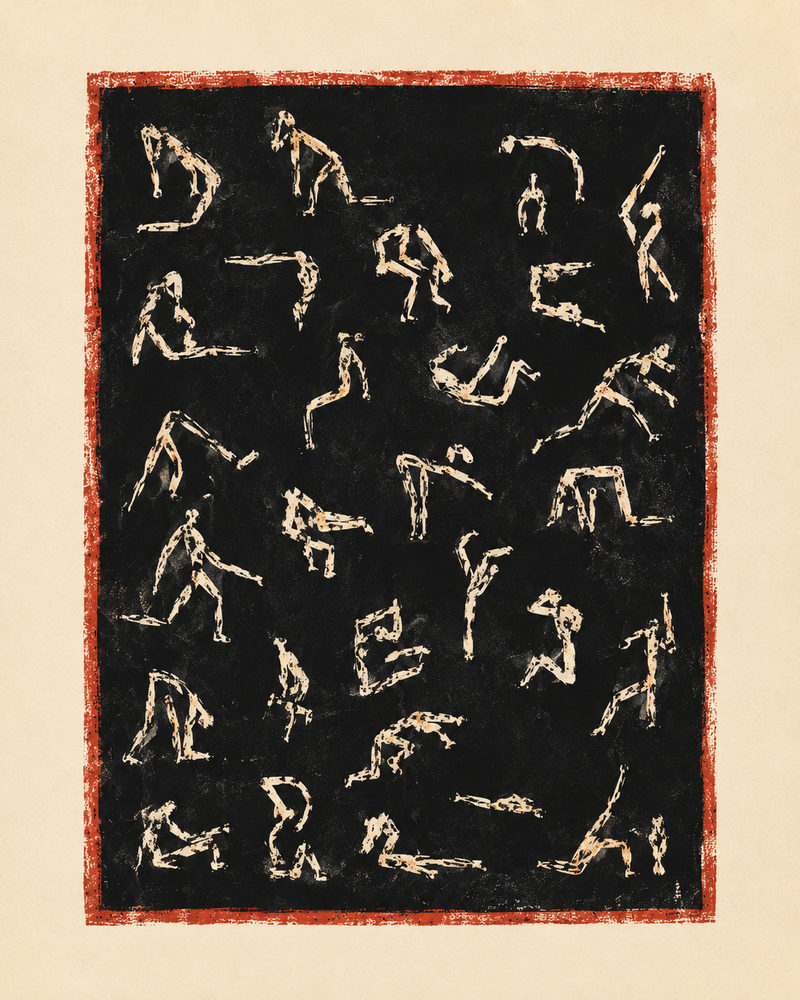 gesture figures: expressive figure study, mid century black & cream, eclectic studio