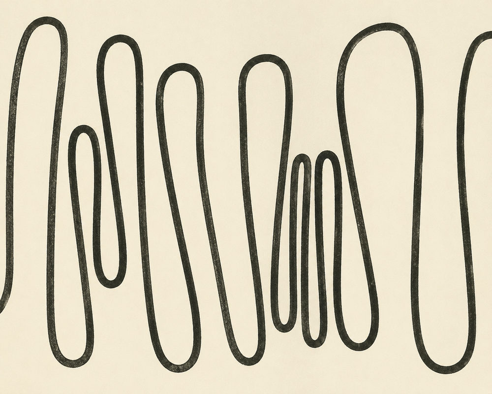 ink meander: black ink meander, minimalist loop drawing