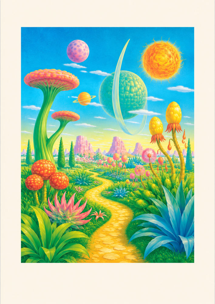mushroom garden: psychedelic fantasy landscape