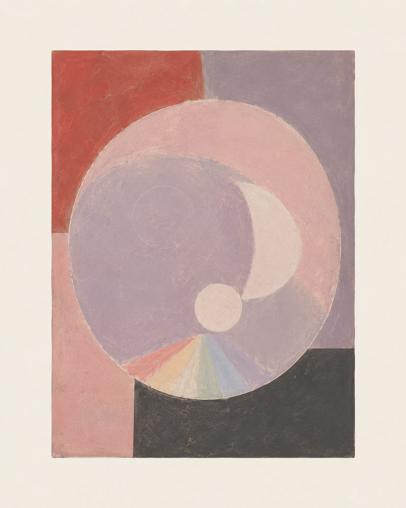 muted circle: muted modernist, rainbow spectrum geometric, mid century dusty pastel