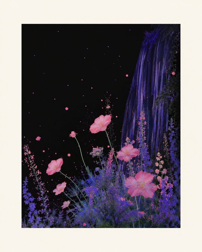 night poppies: moody poppy & lavender, nocturnal flower, maximalist botanical