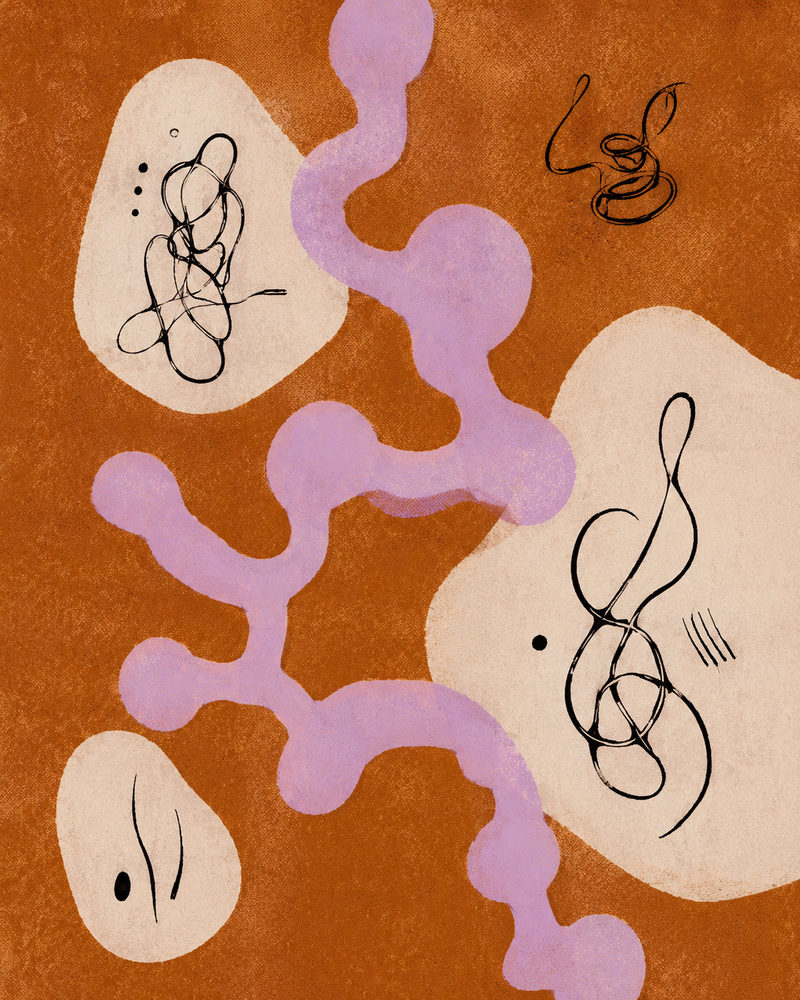 organic flow: terracotta & lilac, boho line doodle, modern apartment