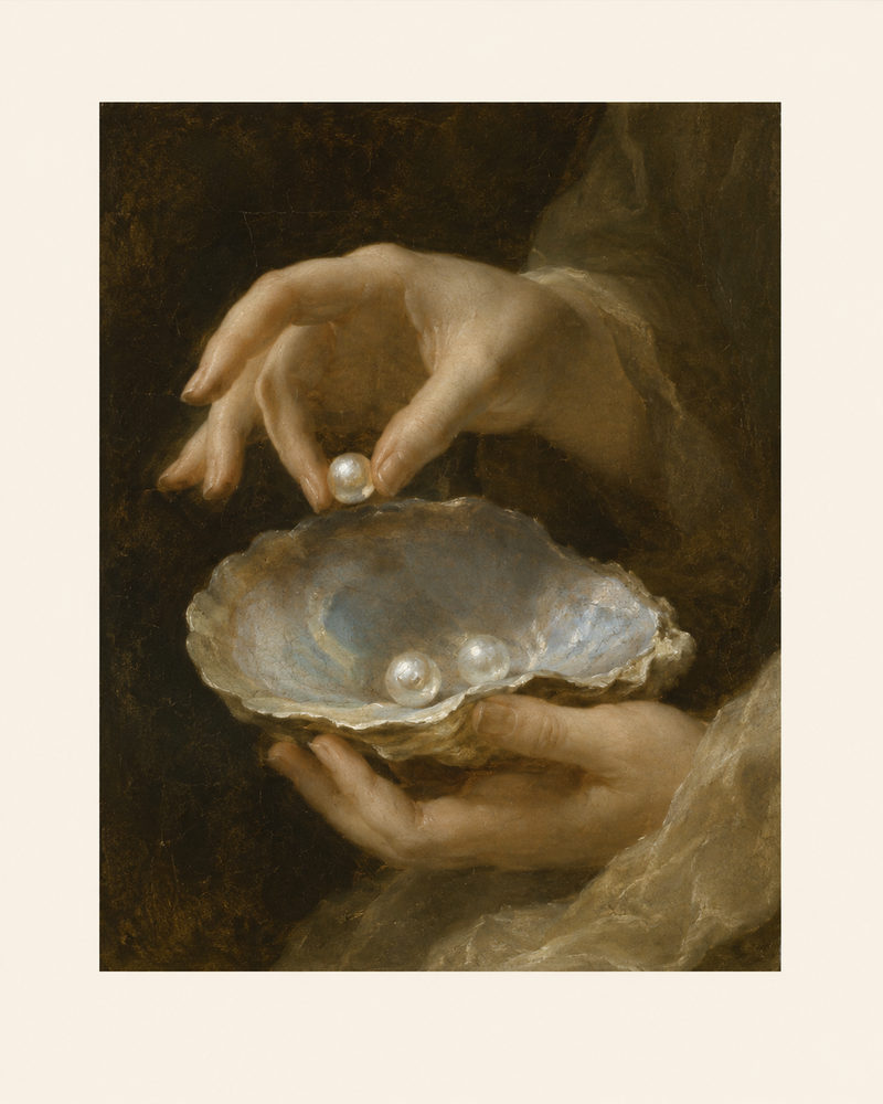 oyster and pearls: dark academia baroque old master