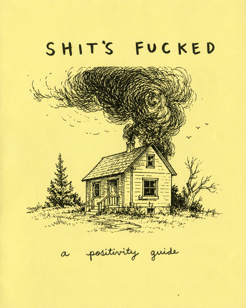 positivity guide: ironic positivity, sarcastic typography, witty dorm