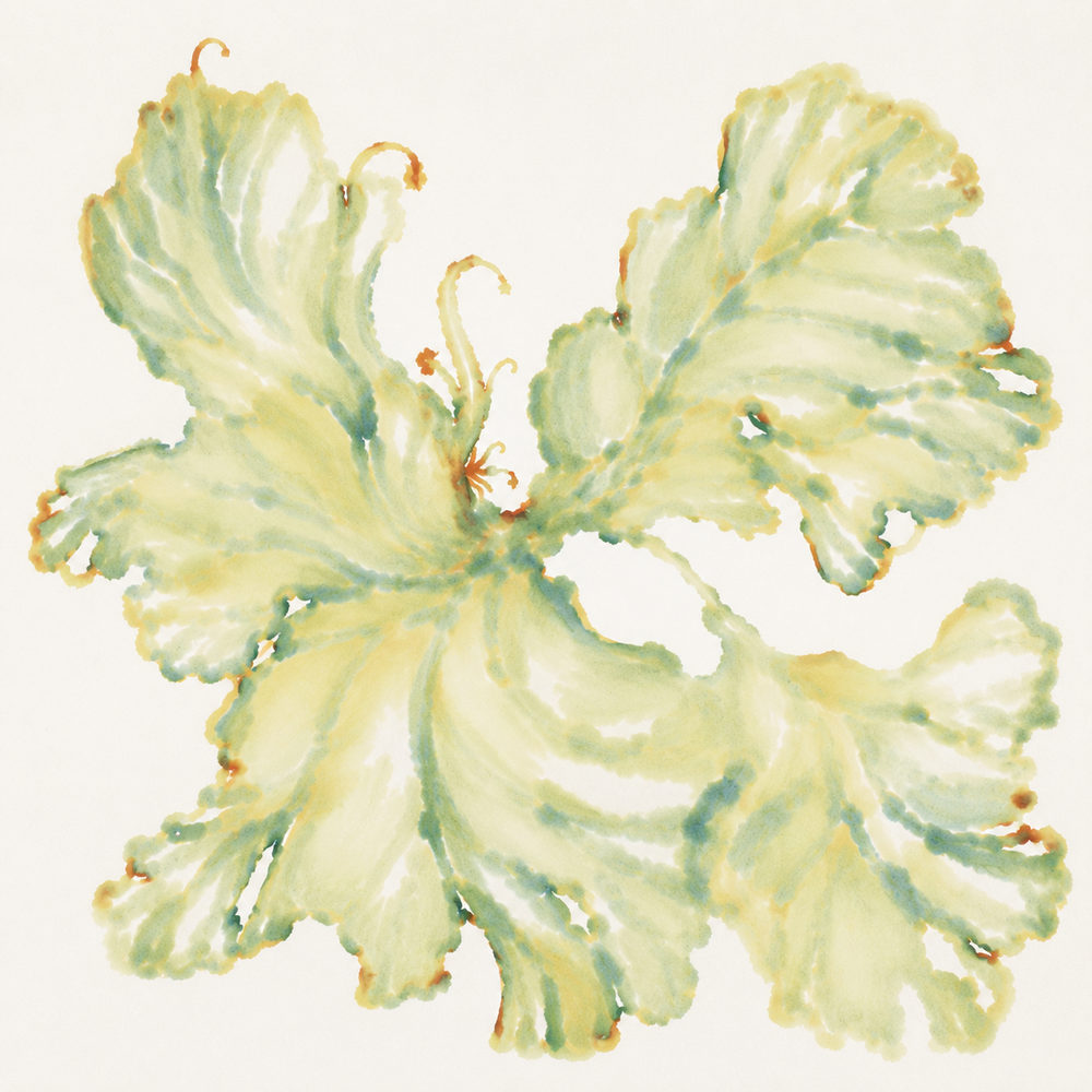 ruffled fronds: ruffled leaf, celadon green and chartreuse, square leafy frond