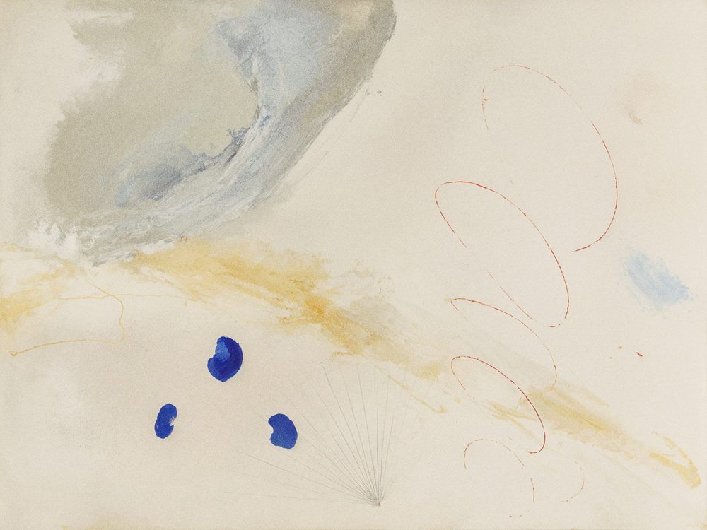 sketchbook page: sketchbook page, ultramarine blue ochre cream, negative space gestural marks