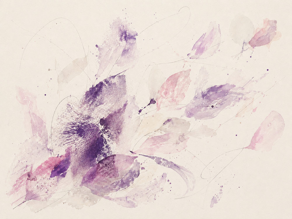 watercolor florals: dusty purple & mauve, abstract botanical, calm bedroom
