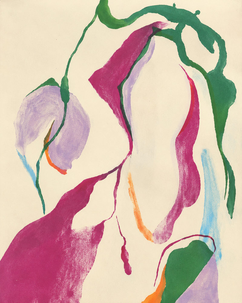 watercolor lily: calla lily watercolor, magenta and green botanical, modern feminine