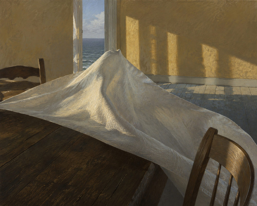wind sheet: coastal interior, open door sea, golden hour still life