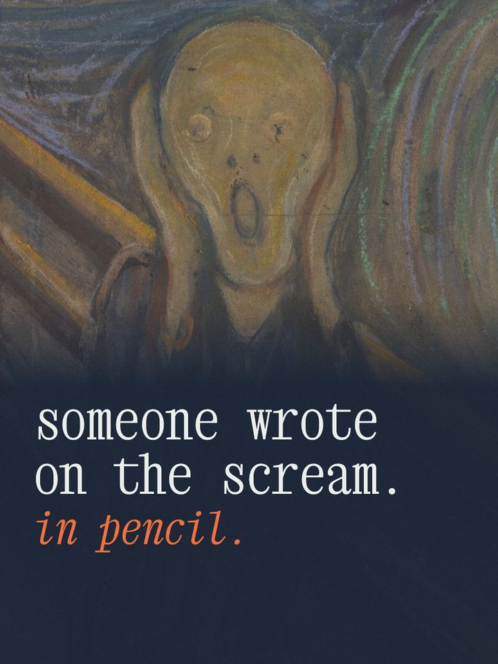 the cover of story 008: someone wrote on the scream, in pencil
