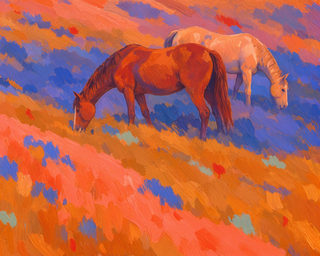 grazing horses