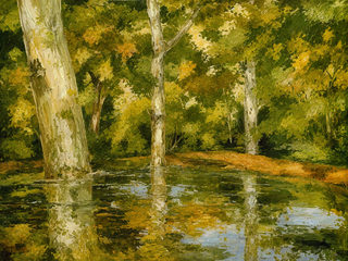 pond birches