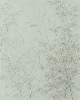 seated in grass